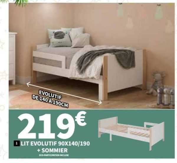 lit évolutif 90 x 140/190 + sommier