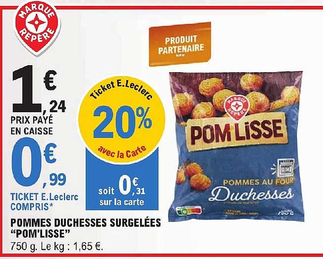 pommes duchesses surgelées "pom'lisse"