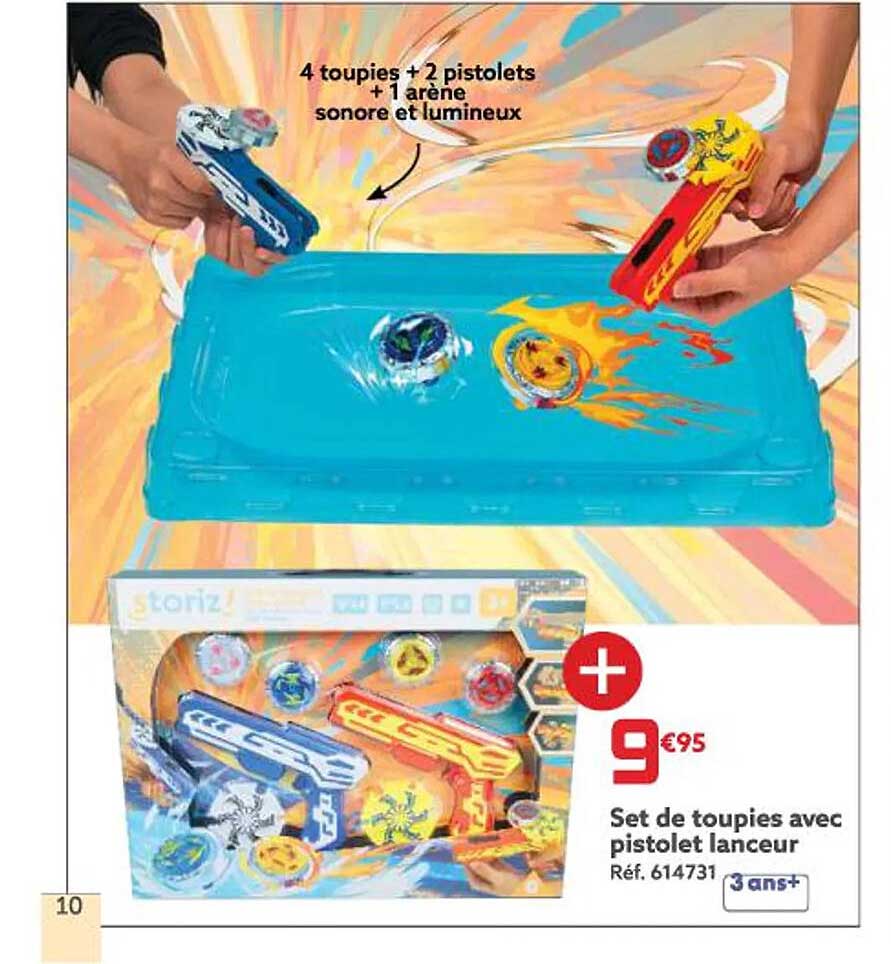 set de toupies avec pistolet lanceur