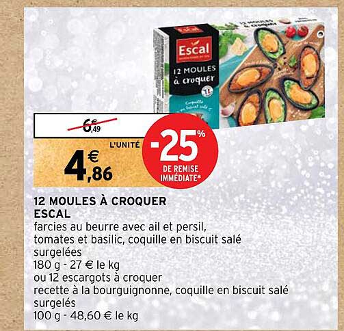 12 moules à croquer escal