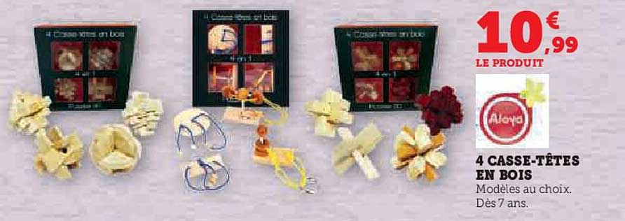 4 casse-têtes en bois
