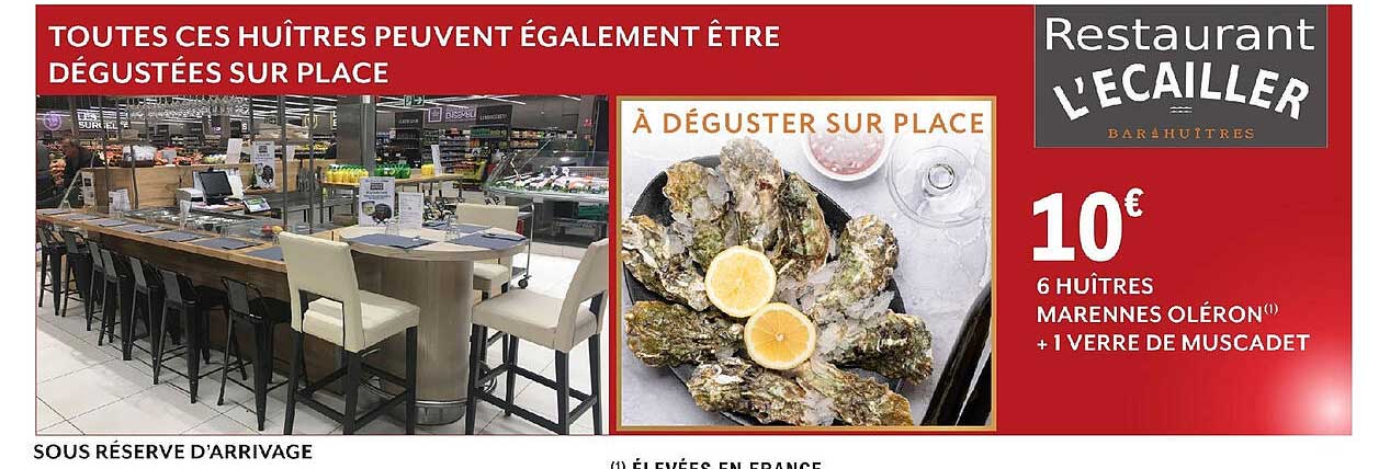 6 huîtres marennes oléron + 1 verre de muscadet