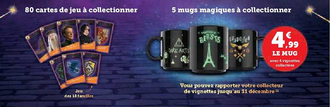 80 Cartes De Jeu à Collectionner, 5 Mugs Magiques à Collectionner