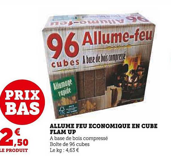 allume feu économique en cube flam up