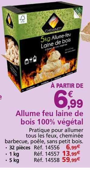 allume feu laine de bois 100% végétal
