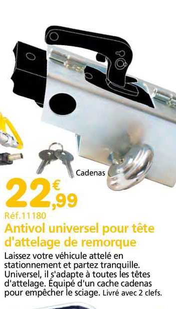 antivol universel pour tête d'attelage de remorque