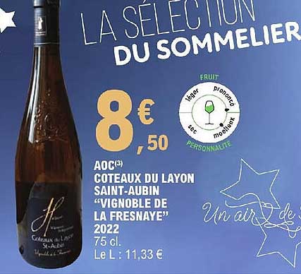 aoc côteaux du layon saint-aubin "vignoble de la fresnaye" 2022