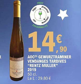 aoc gewurztraminer vendanges tardives "rentz muller" 2019
