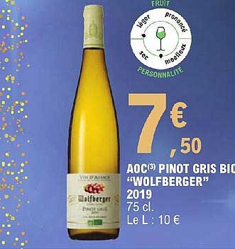 aoc pinot gris bio "wolfberger" 2019