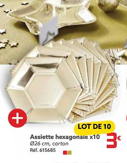 assiette hexagonale x 10