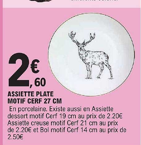assiette plate motif cerf 27 cm