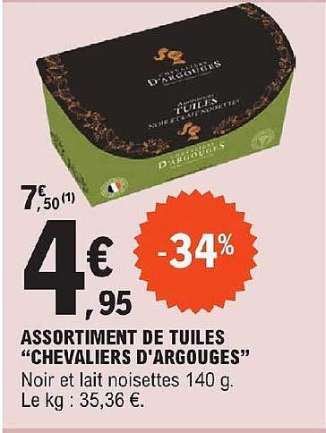 assortiment de tuiles "chevaliers d'argouges"