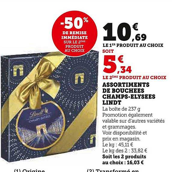 assortiments de bouchées champs-élysées lindt