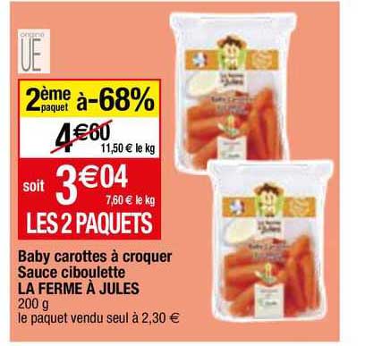 baby carottes à croquer sauce ciboulette la ferme à jules