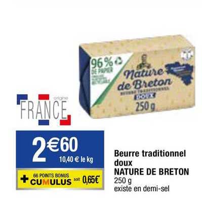 Beurre Traditional Doux Nature De Breton