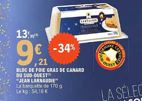 bloc de foie gras de canard du sud-ouest "jean larnaudie"