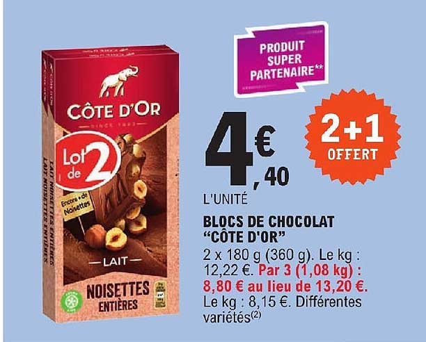 Blocs De Chocolat "côte D'or"