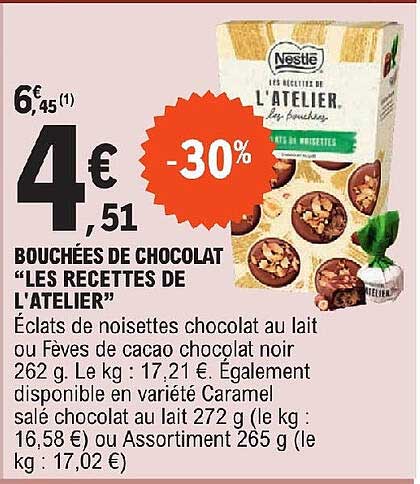 bouchées de chocolat "les recettes de l'atelier"