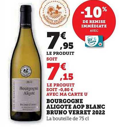 bourgogne aligote aop blanc bruno verret 2022