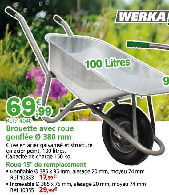 brouette avec roue gonflée ø 380 mm