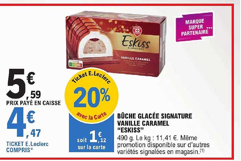 Bûche Glacée Signature Vanille Caramel "eskiss"