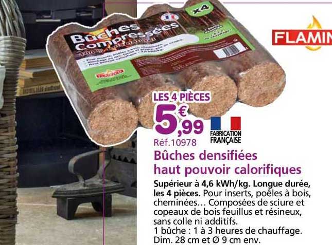 bûches densifiées haut pouvoir calorifiques