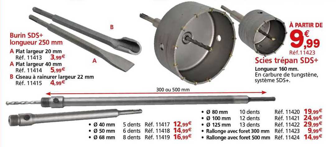 burin sds+ longueur 250 mm scies trépan sds+
