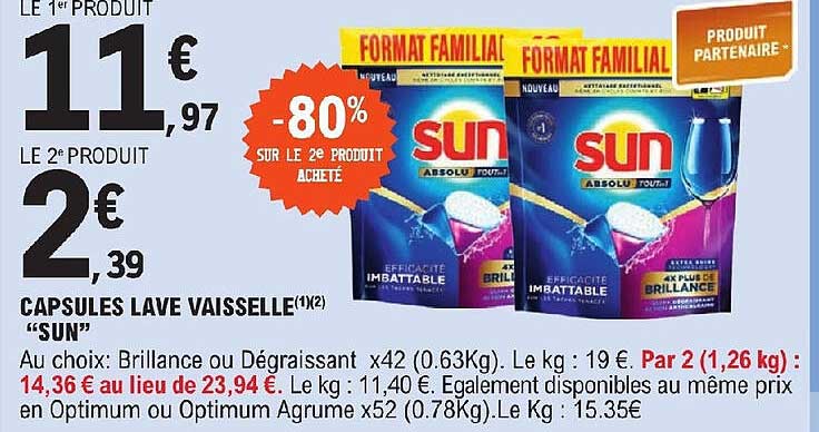 capsules lave vaisselle "sun"