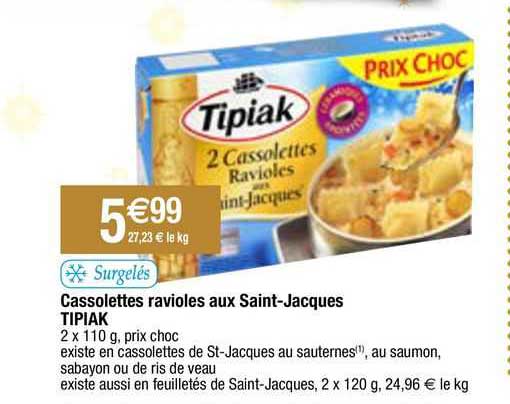cassolettes ravioles aux saint-jacques tipiak