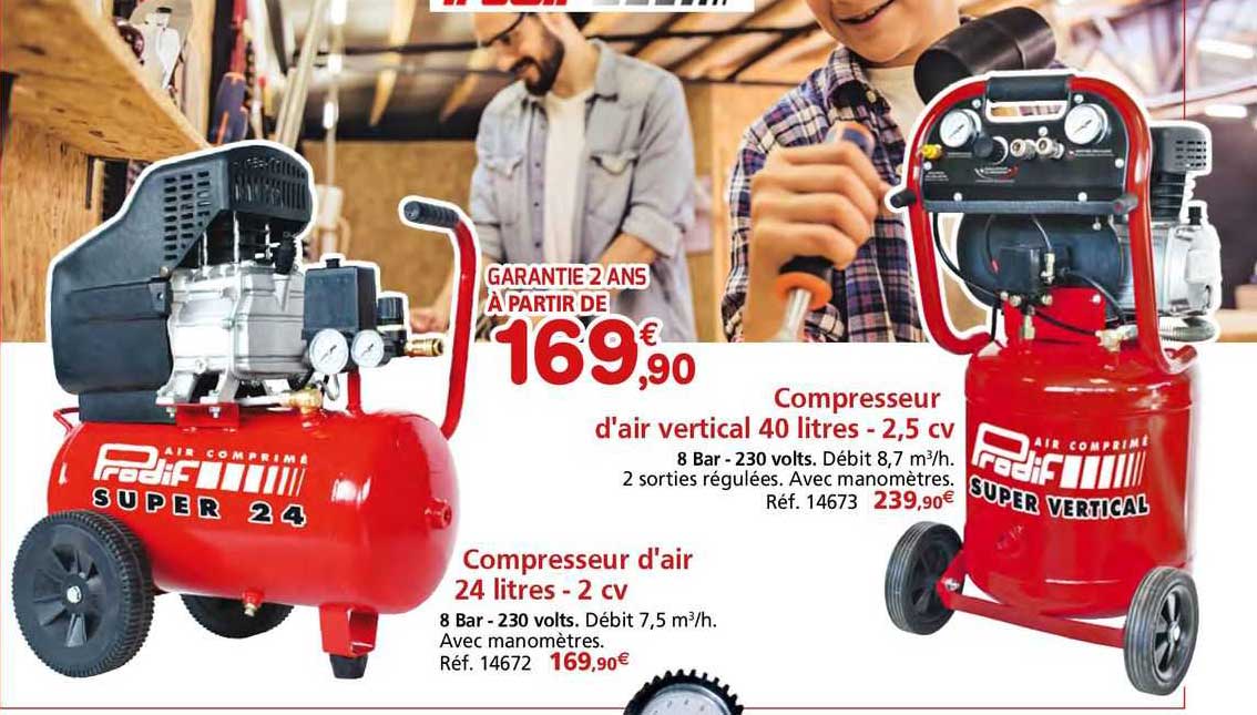 compresseur d'air vertical 40 litres - 2.5 cv compresseur d'air 24 litres - 2 cv