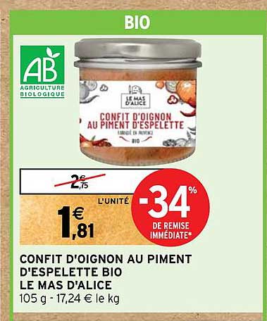 confit d'oignon au piment d'espelette bio le mas d'alice
