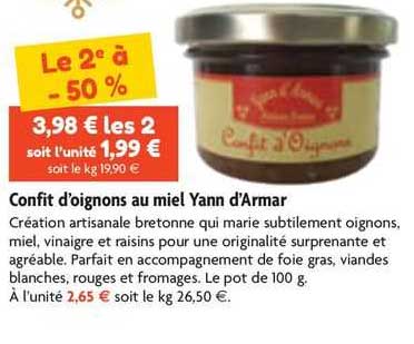 confit d'oignons au miel yann d'armar