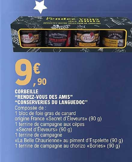 corbeille "rendez-vous des amis" "conserveries du languedoc"