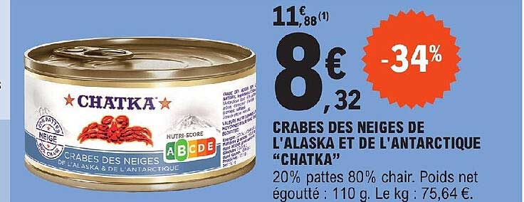 crabes des neiges de l'alaska et de l'antarctique "chatka"