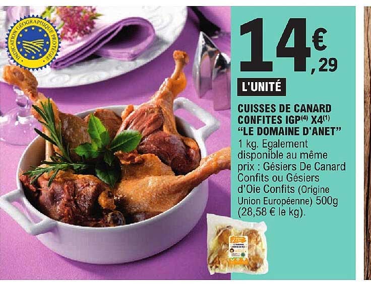 cuisses de canard confites igp x 4 "le domaine d'anet"