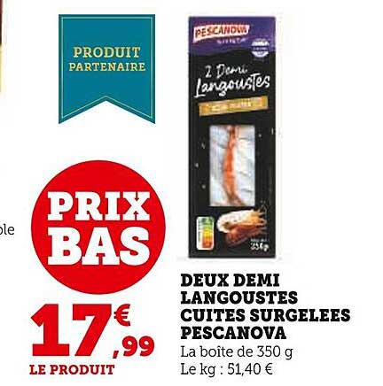deux demi langoustes cuites surgelées pescanova