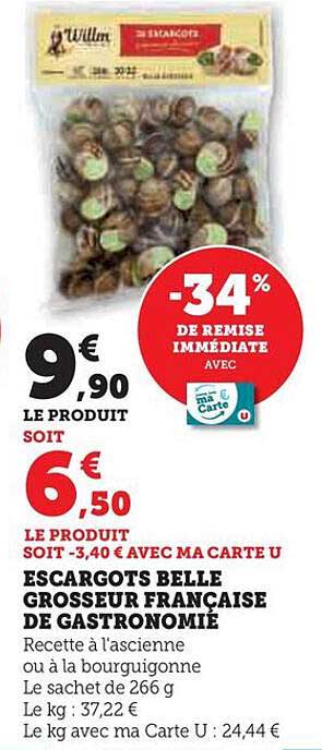 escargots belle grosseur française de gastronomie