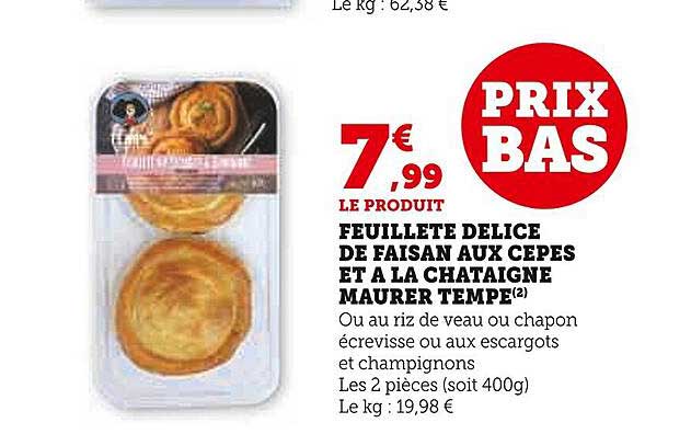 feuilleté délice de faisan aux cèpes et à la châtaigne maurer tempé