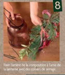 fixer l'arrière de la composition à l'anse de la lanterne avec des colliers de serrage