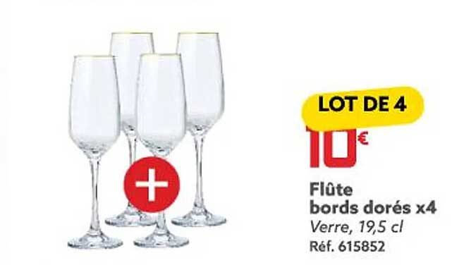 flûte bords dorés x 4