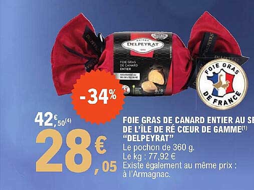 Foie Gras De Canard Entier Au Sel De L'île De Ré Cœur De Gamme "delpeyrat"