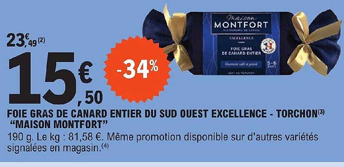 foie gras de canard entier du sud ouest excellence - torchon "maison montfort"