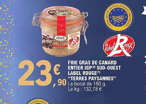 foie gras de canard entier igp sud-ouest label rouge "terres paysannes"