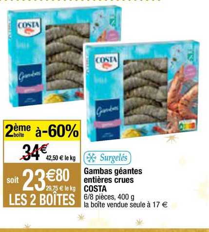 Gambas Géantes Entières Crues Costa