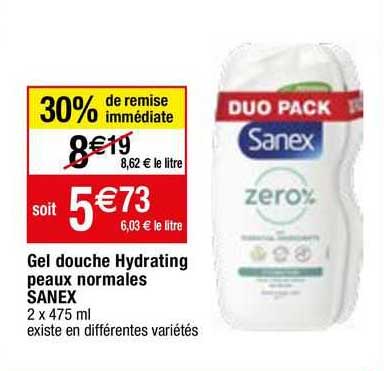 gel douche hydrating peaux normales sanex
