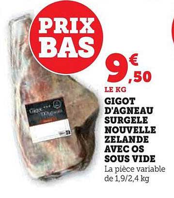 gigot d'agneau surgelé nouvelle zelande avec os sous vide