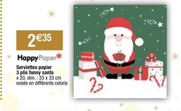 happypaper serviettes papier 3 plis funny santa