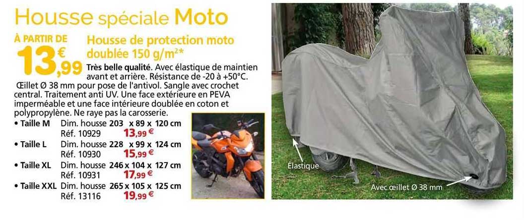 housse de protection moto double 150 g/m2