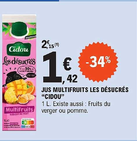 Jus Multifruits Les Désucrés "cidou"