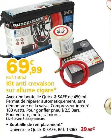 kit anti crevaison sur allume cigare